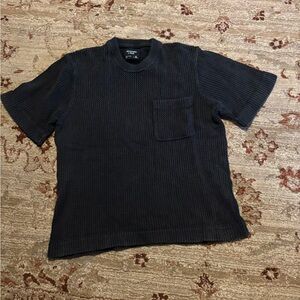 Abercrombie & Fitch Black Textured Short-Sleeve Pocket Tee